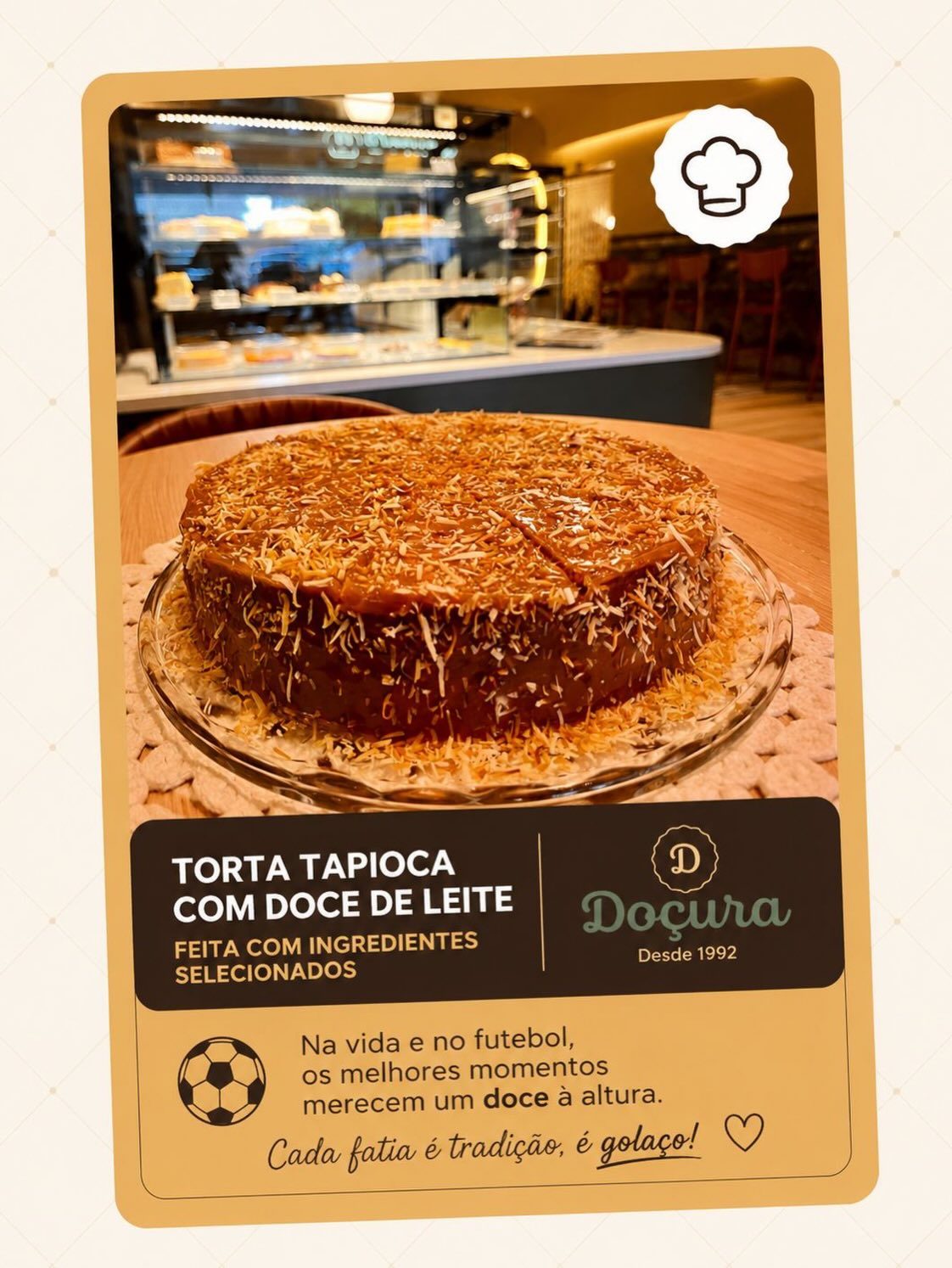 Torta tapioca com doce de leite